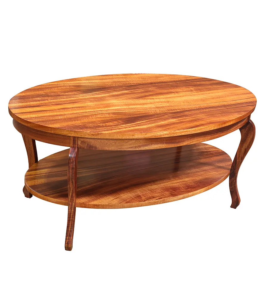 Oval Coffee Table. Koa Top, Koa Shelf 1