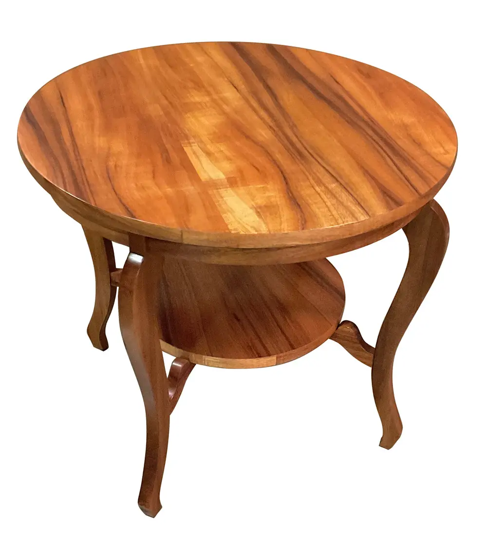Round Cabriole Leg Side Table With Corbel Shelf 2