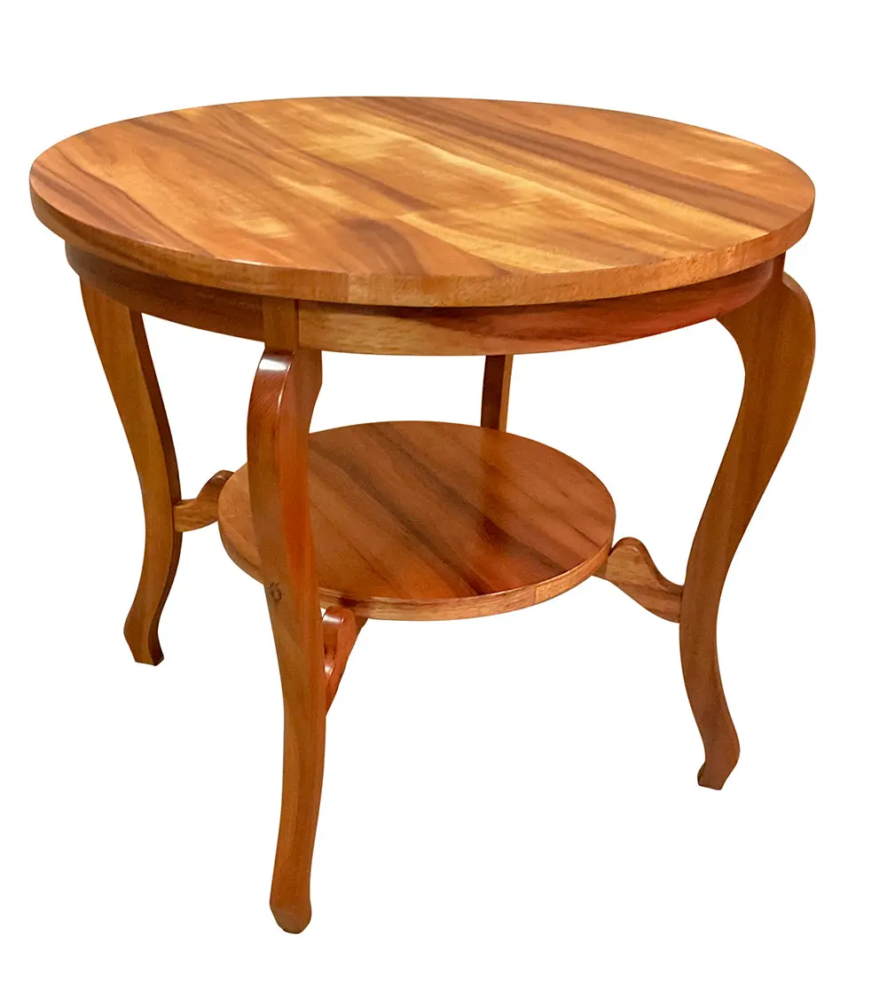 Round Cabriole Leg Side Table With Corbel Shelf 1
