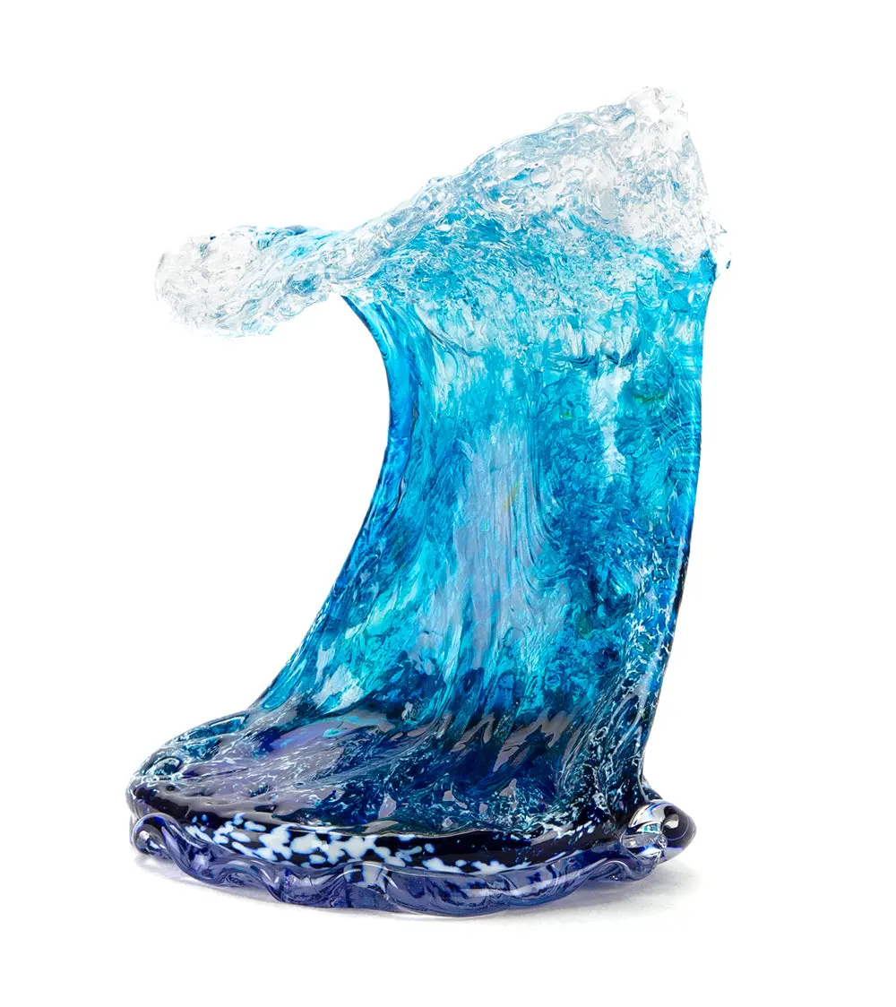 Glass Wave Sculpture "Kalapana Kai" (Small) By Daniel Moe 1