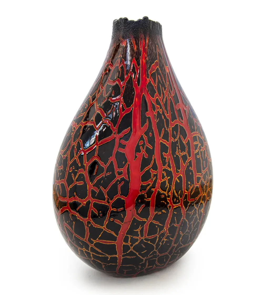 Glass Crackled Kilauea Vase "Cv-65" 1