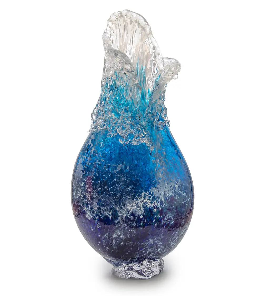 Glass Sculpture  "Kalapana Kai Wave Vase" Wv247 By Daniel Moe 1
