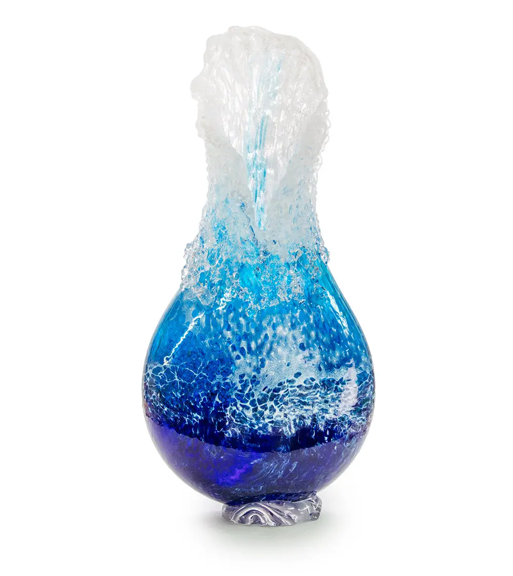 Glass Sculpture  "Kalapana Kai Wave Vase" Wv248 By Daniel Moe 1