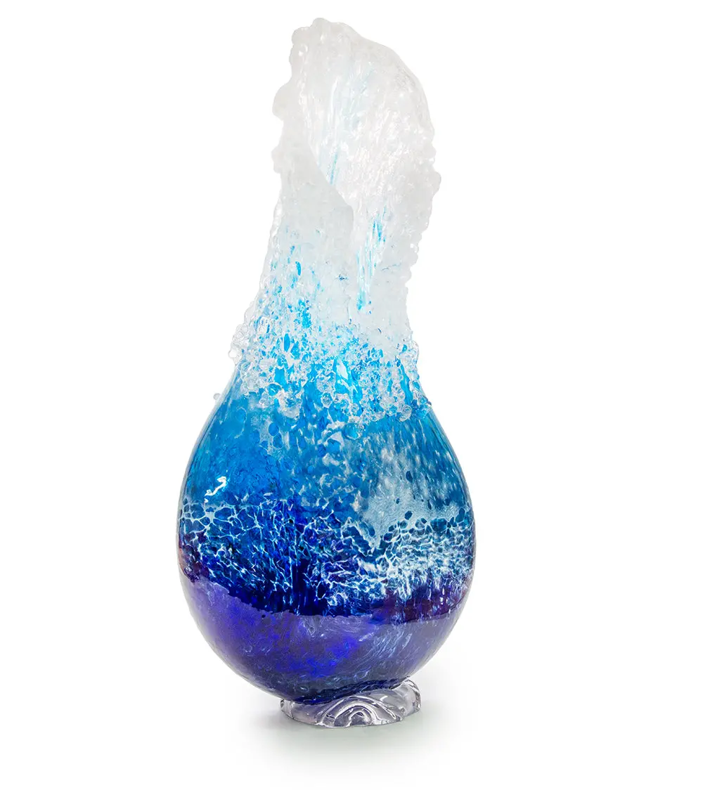 Glass Sculpture "Kalapana Kai Wave Vase" Wv248 By Daniel Moe 2