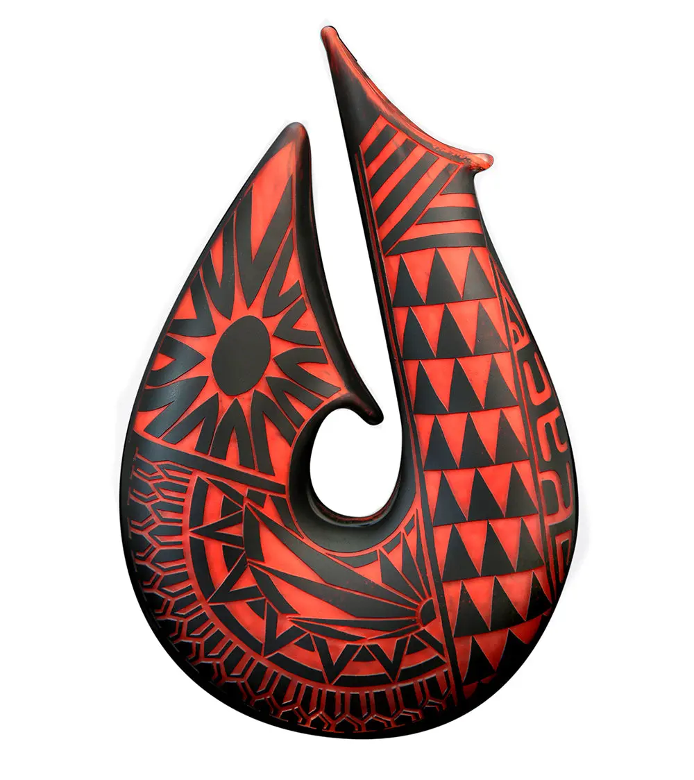 Glass "Red & Black Fish Hook - Fh79" 1