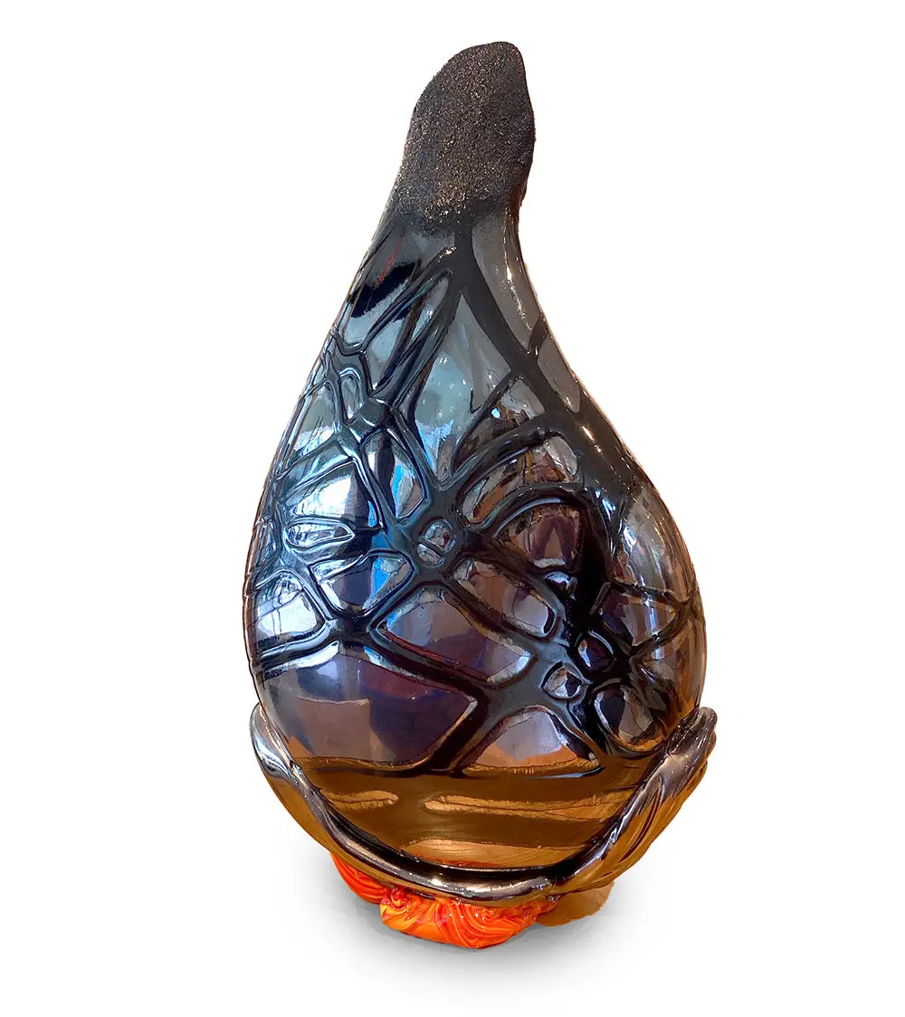 Black Surface Flow Vase With Lines 2