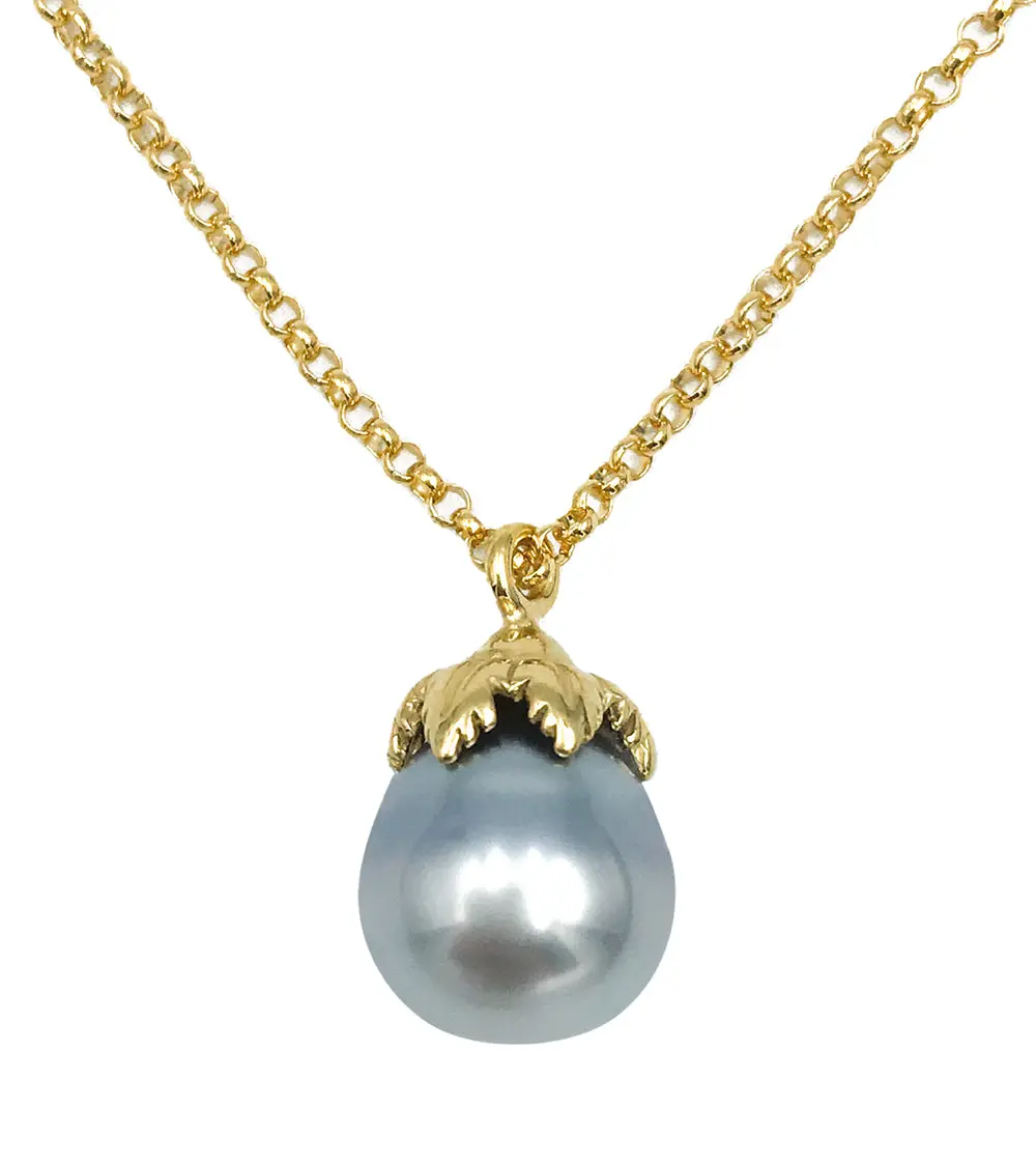Palm Tahitian Pearl Necklace - 14K Gold Vermeil 1