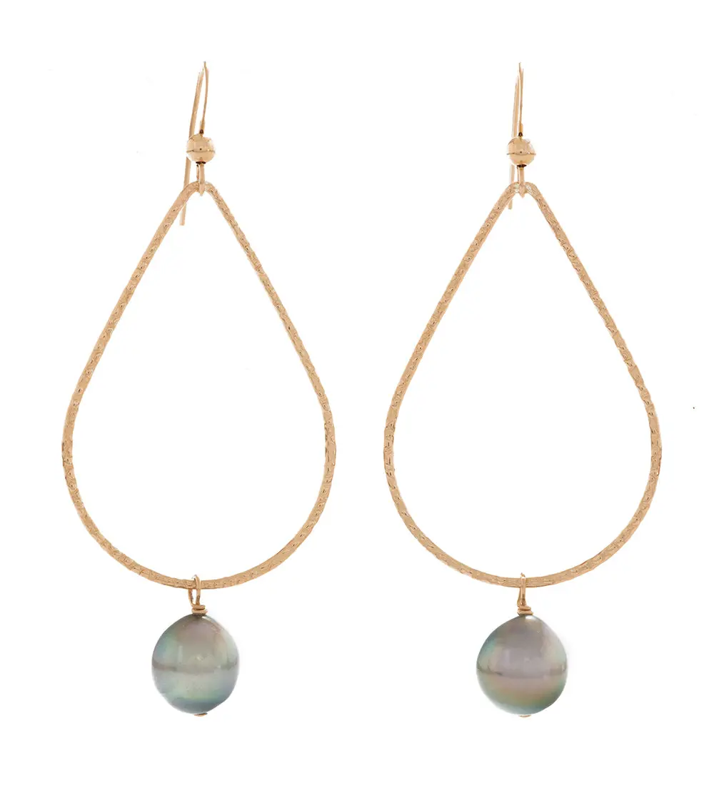 Tahitian Pearl Kite Earrings - Gold Filled 1