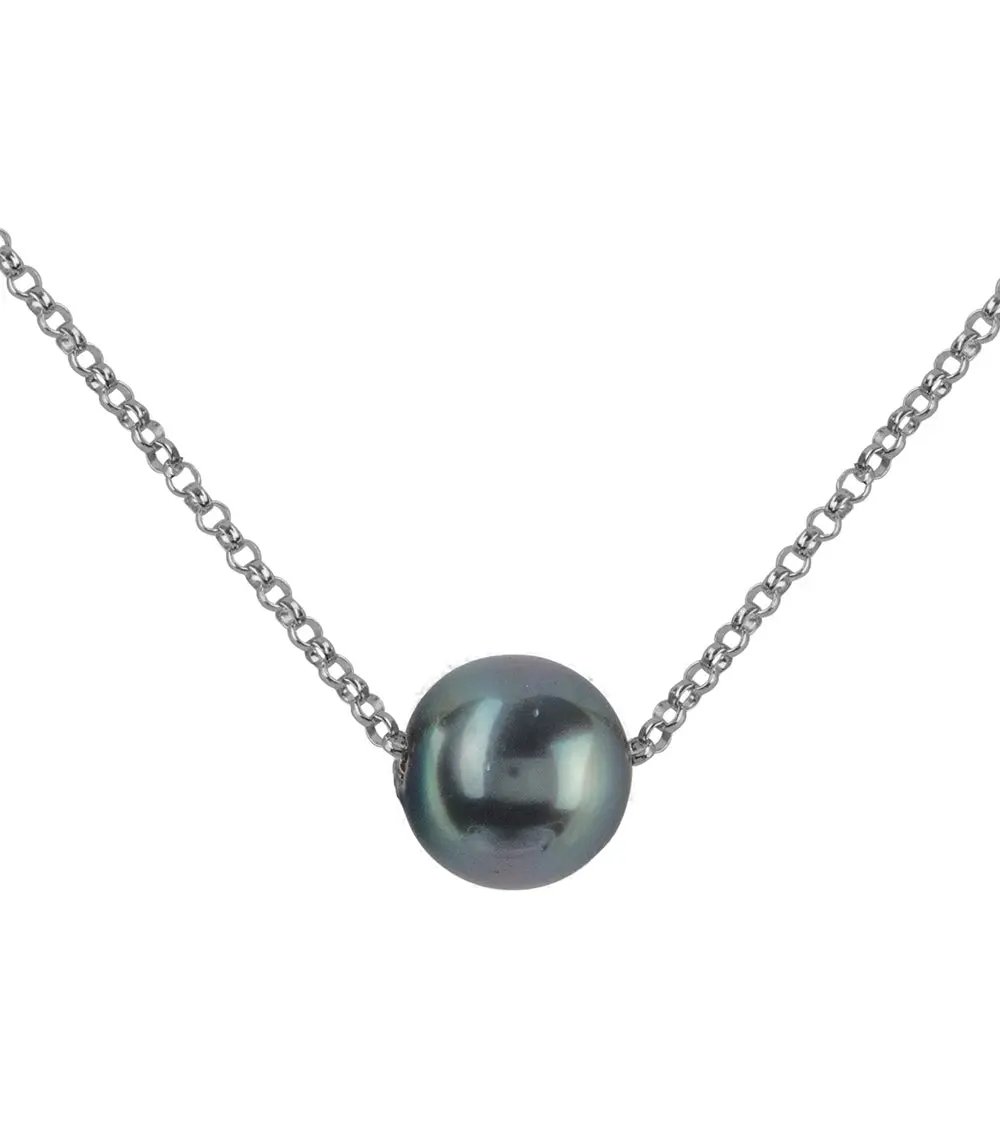 Floating Tahitian Pearl Necklace - Sterling Silver 1
