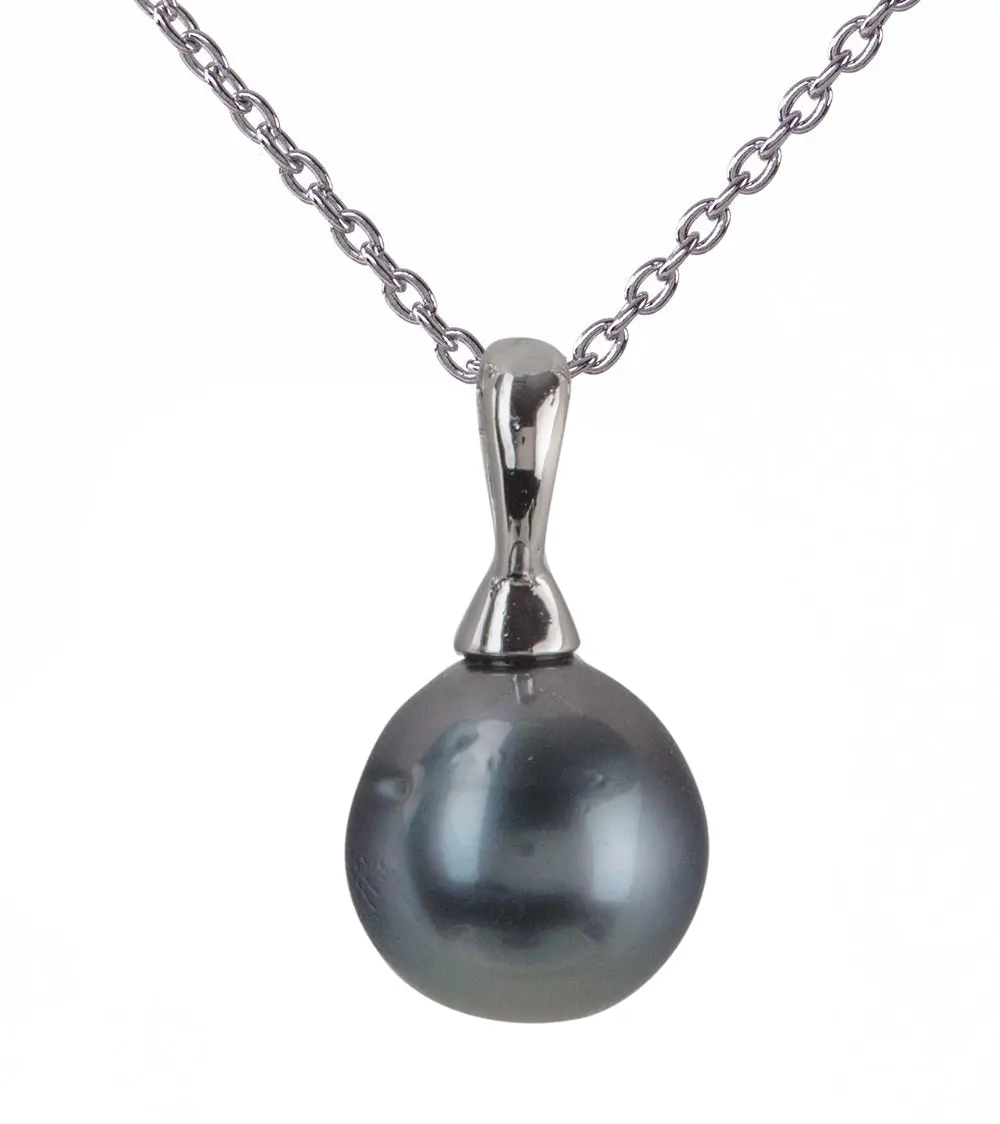 Classic Tahitian Pearl Necklace - Sterling Silver 1