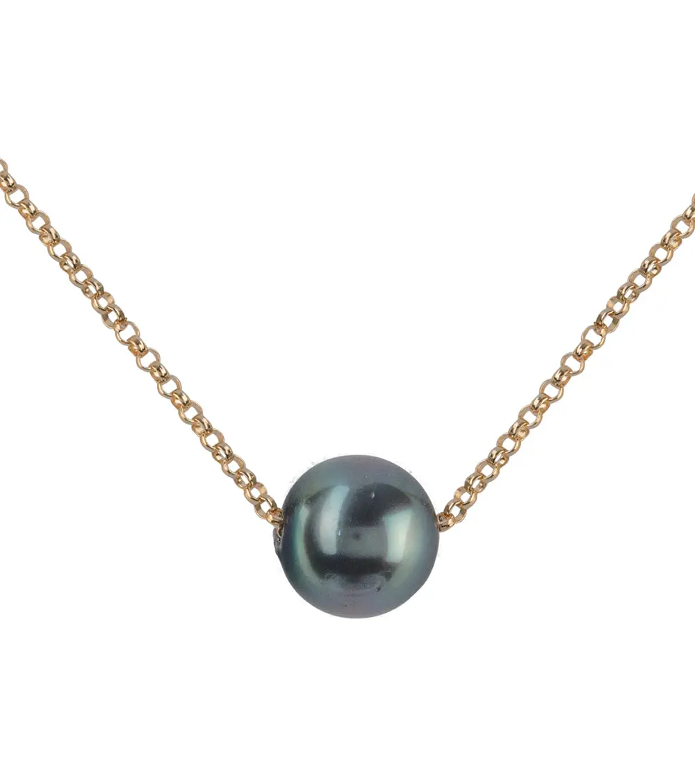 Floating Tahitian Pearl Necklace - Gold Filled 1