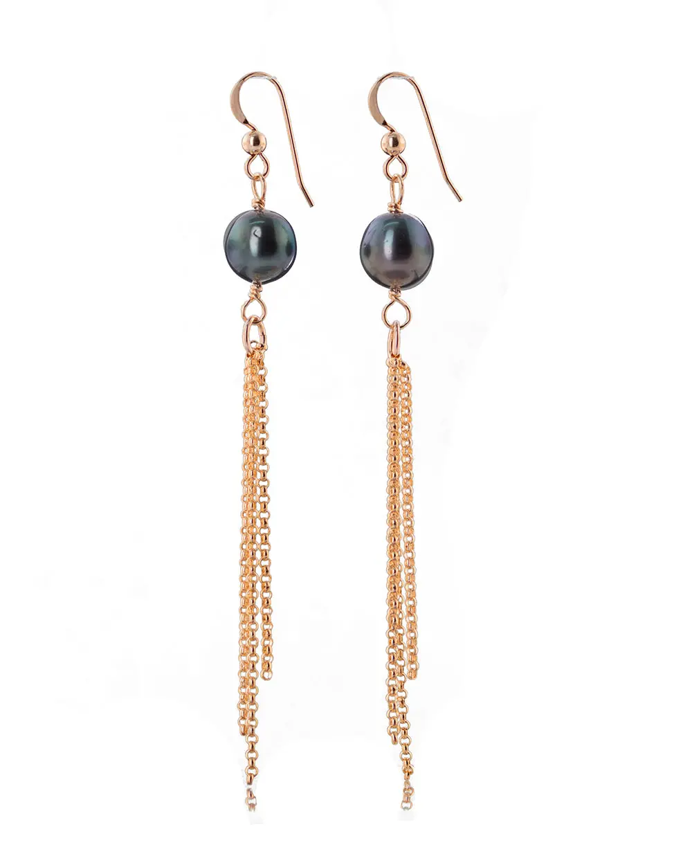 Tahitian Pearl Waterfall Drop Earrings - Gold Filled 1