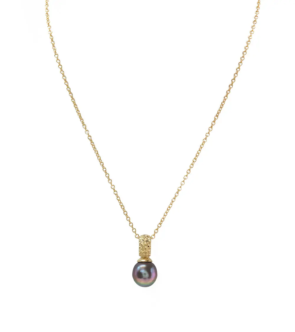 Tahitian Pearl Necklace - Gold Filled Coral Design Accent 2
