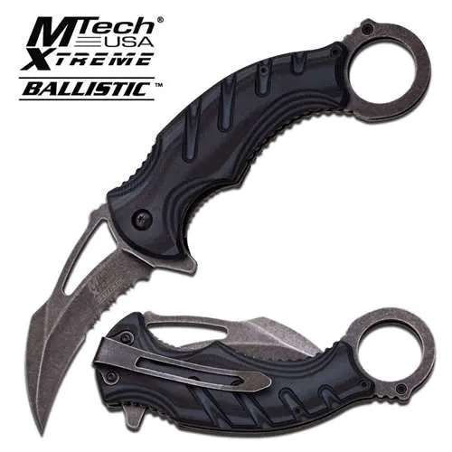 Mtech Extreme 4.75 Inch Folding Karambit Stone Wash Blade 1