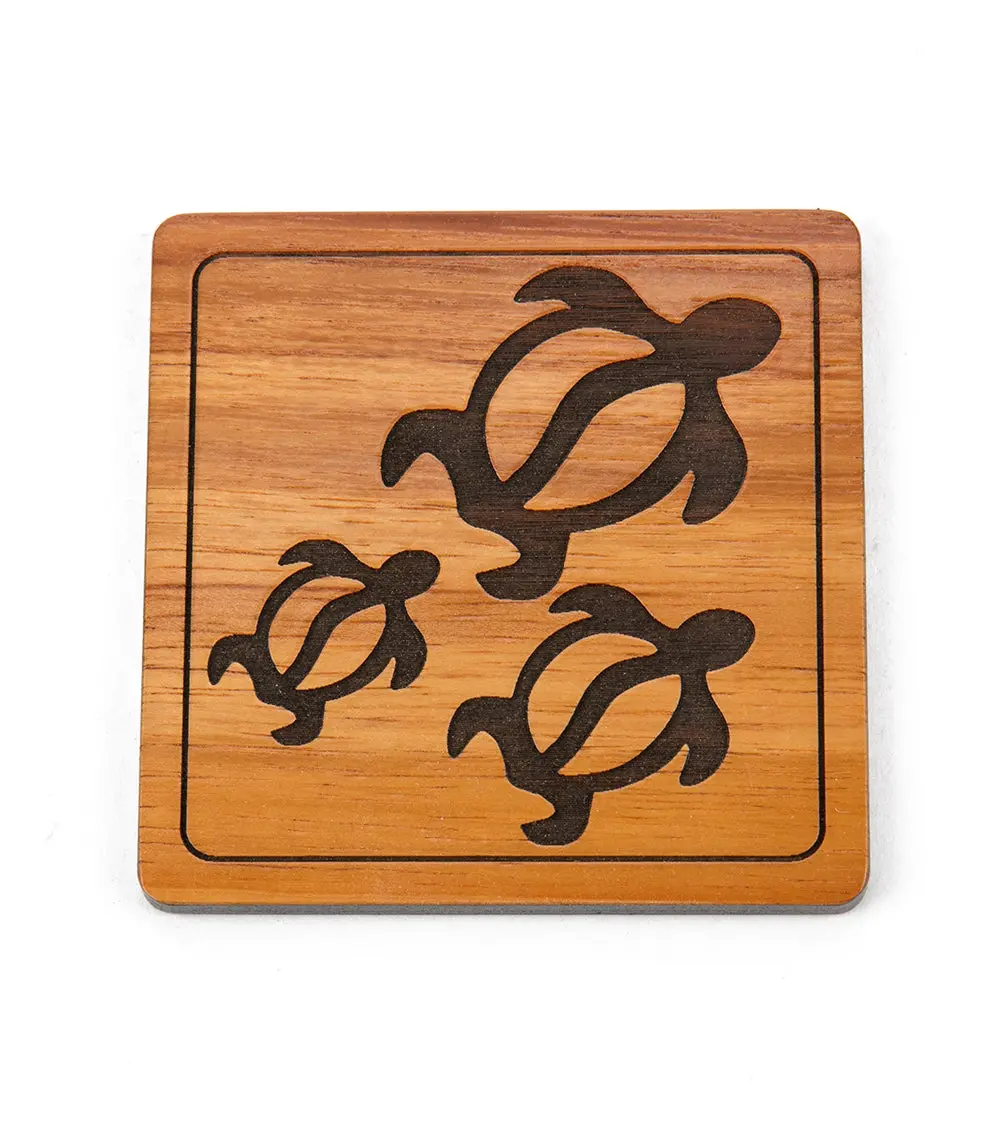 Koa Modern Coaster - Three Honu 1