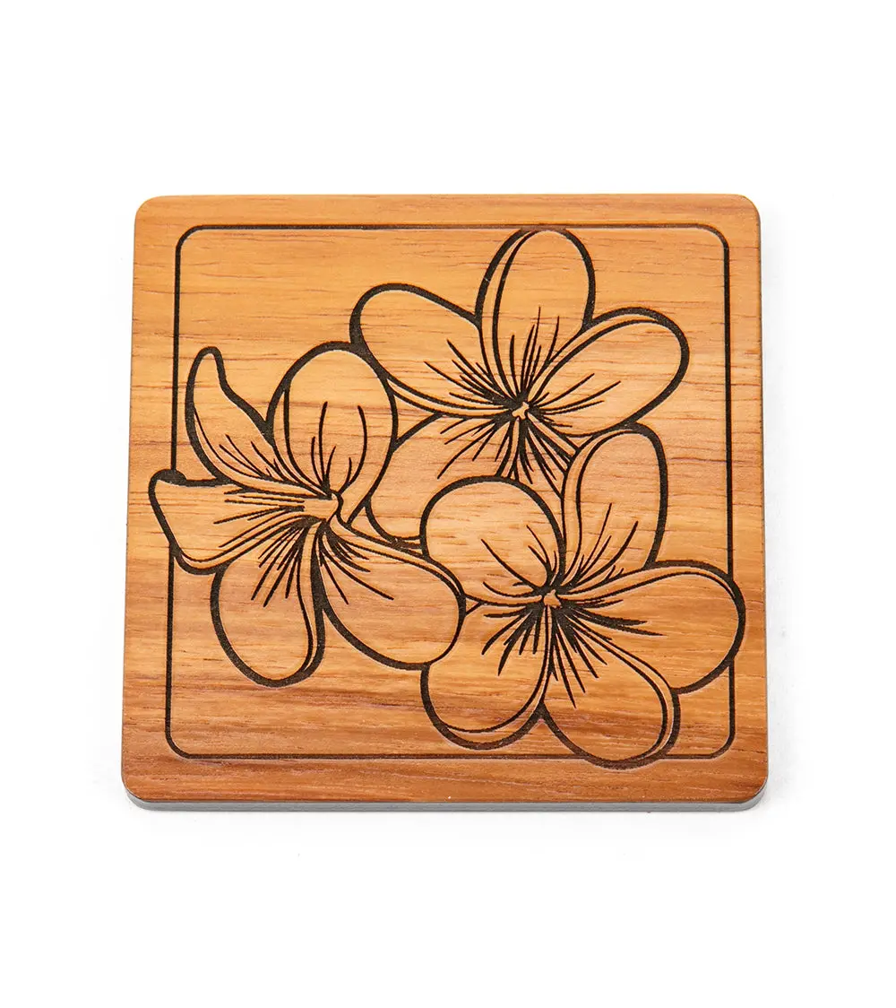Koa Modern Coaster - Plumeria 1