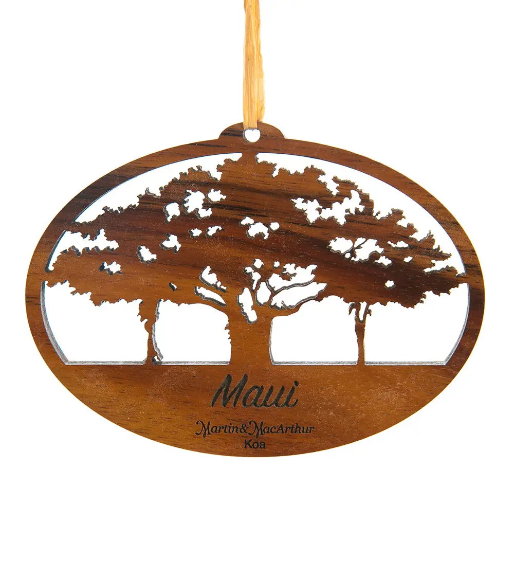 Koa Flat Ornament - Maui Banyan Tree 1