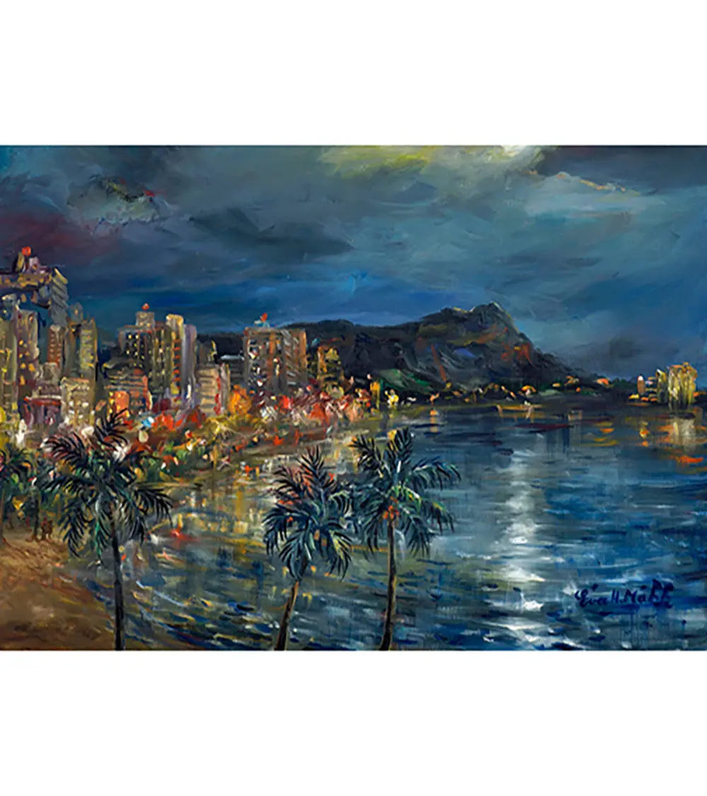 Greeting Card "Waikiki Lights" By Eva Makk 1