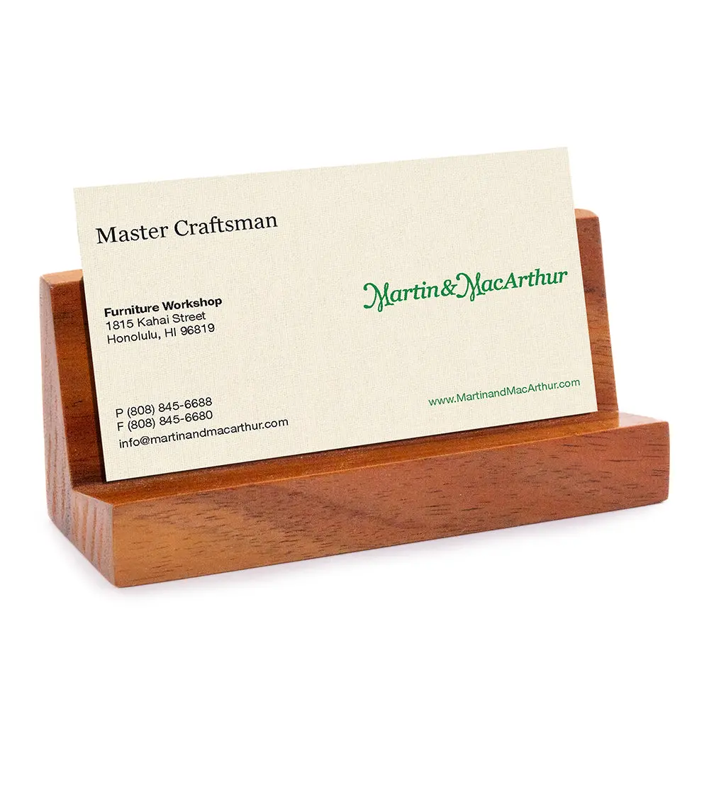 Koa Business Card Holder - Angled 1