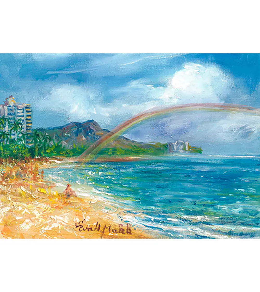 Greeting Card "Waikiki Rainbow" By Eva Makk 1