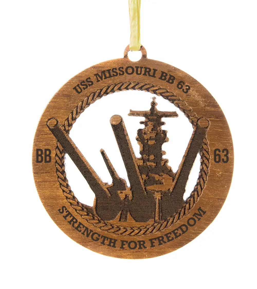Uss Missouri Teak Ornament, Strength For Freedom 1