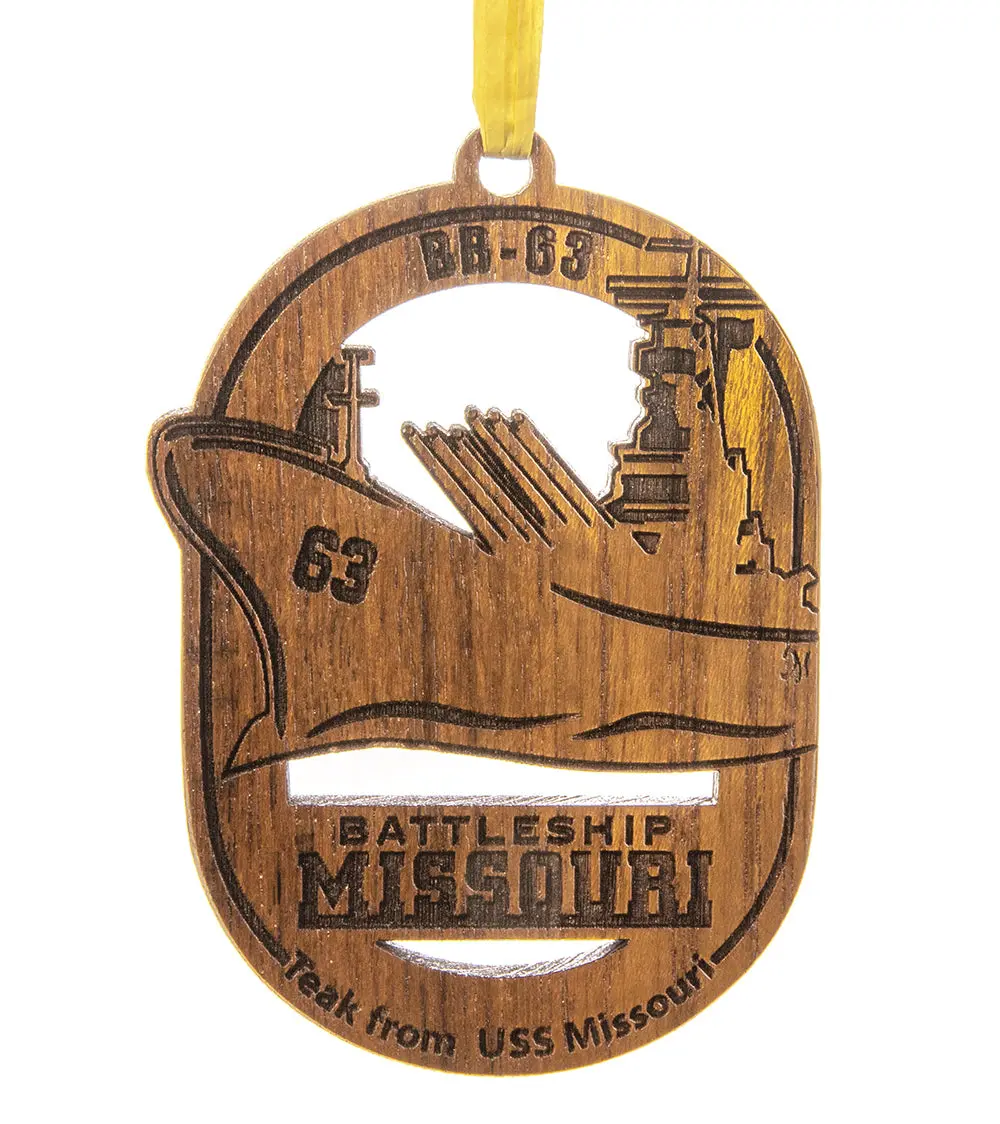 Uss Missouri Teak Ornament, Battleship Missouri 1