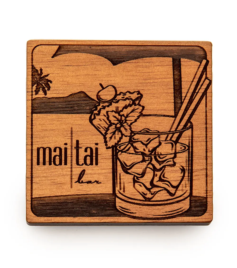 Koa Modern Coaster - Mai Tai Bar At The Royal Hawaiian Hotel 1