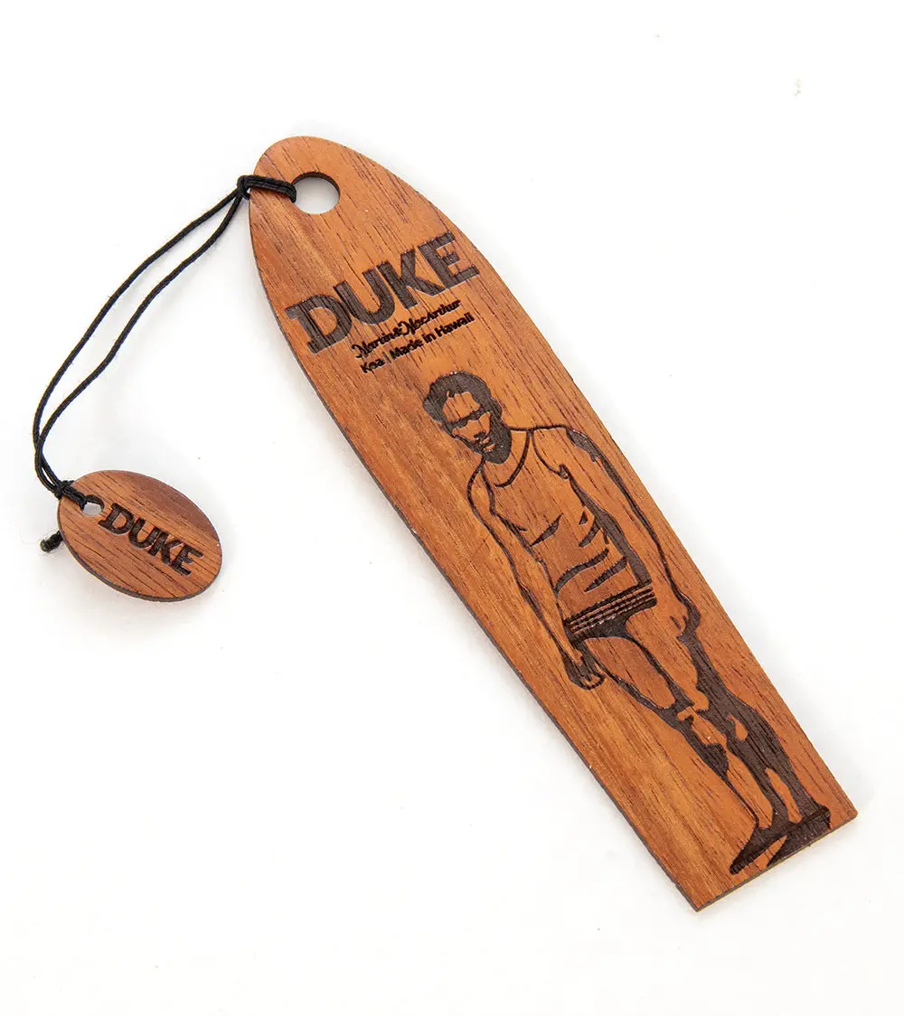 Duke Koa Bookmark - Duke Standing With His Board 1