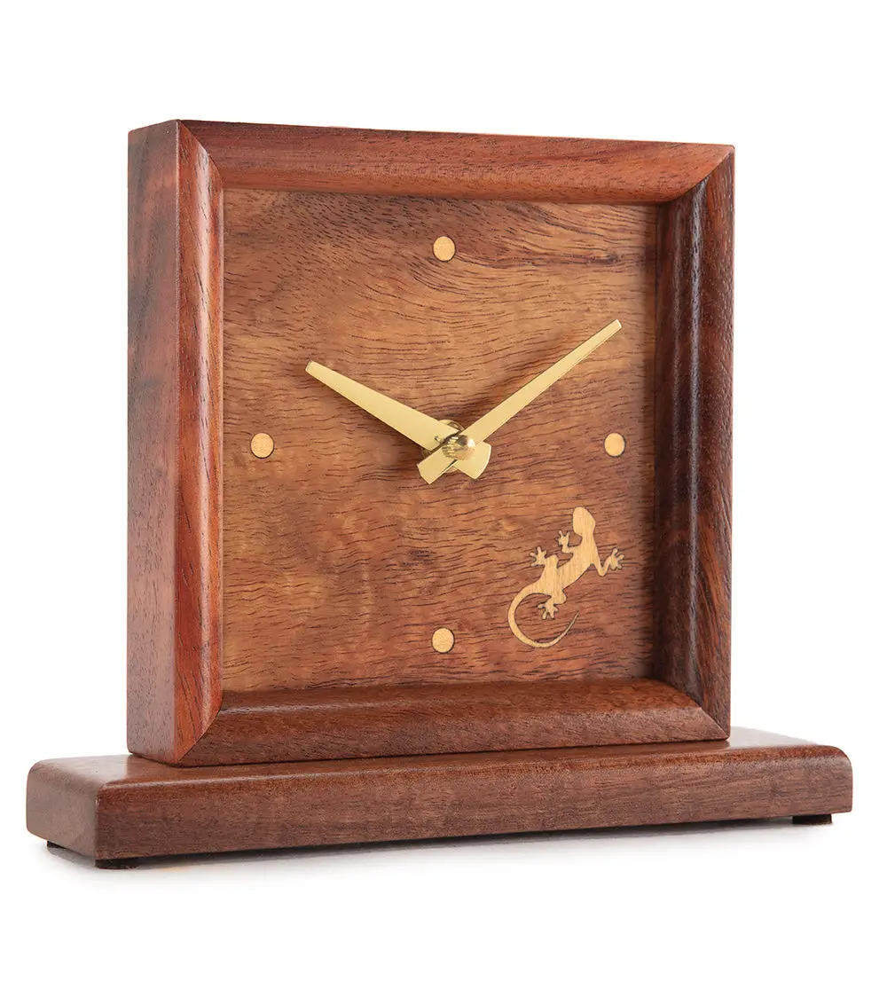 Koa Square Gecko Clock 1