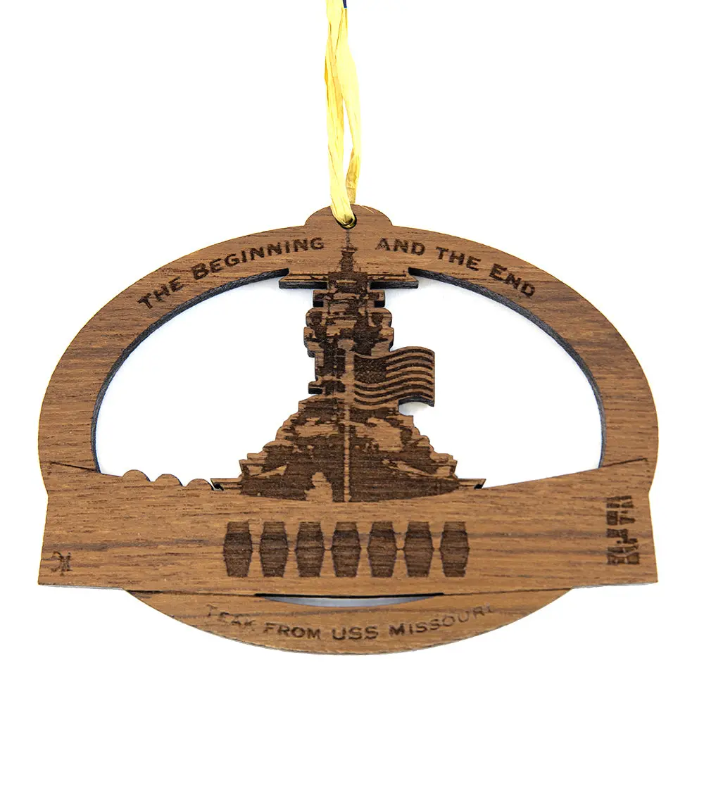 Uss Missouri Teak Ornament, The Beginning And The End 1