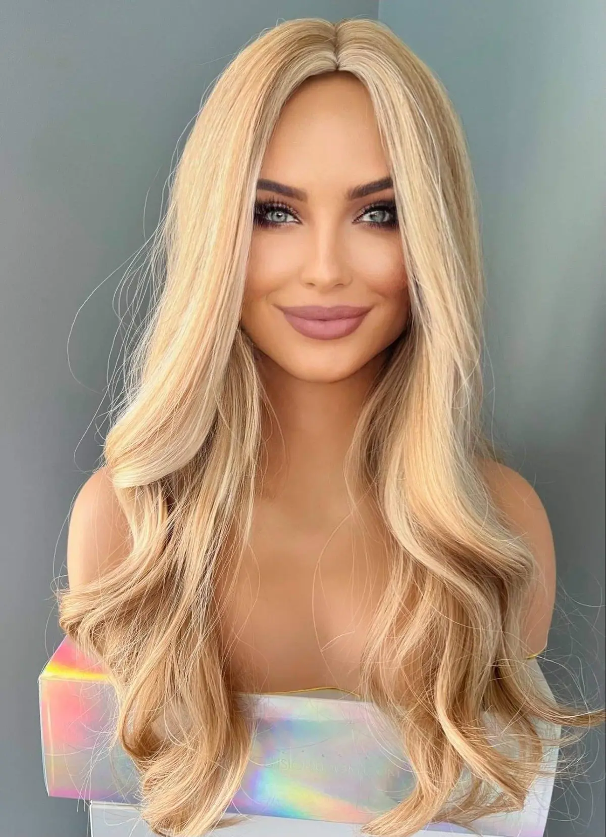 Madelyn Long Golden Blonde Curled Wig 1