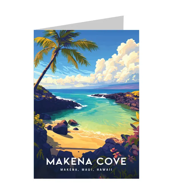 Greeting Card "Makena Cove, Maui" Hawaii Travel Art 1