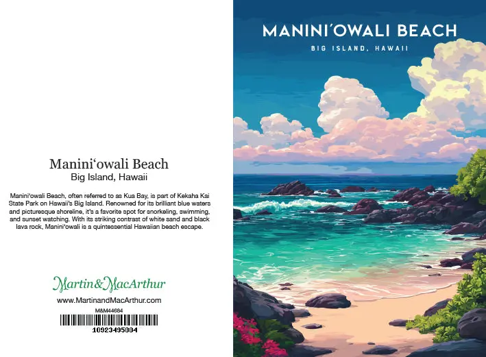 Greeting Card "Maniniʻowali Beach, Big Island" Hawaii Travel Art 2