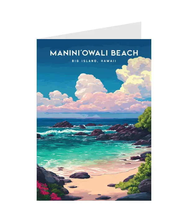 Greeting Card "Maniniʻowali Beach, Big Island" Hawaii Travel Art 1