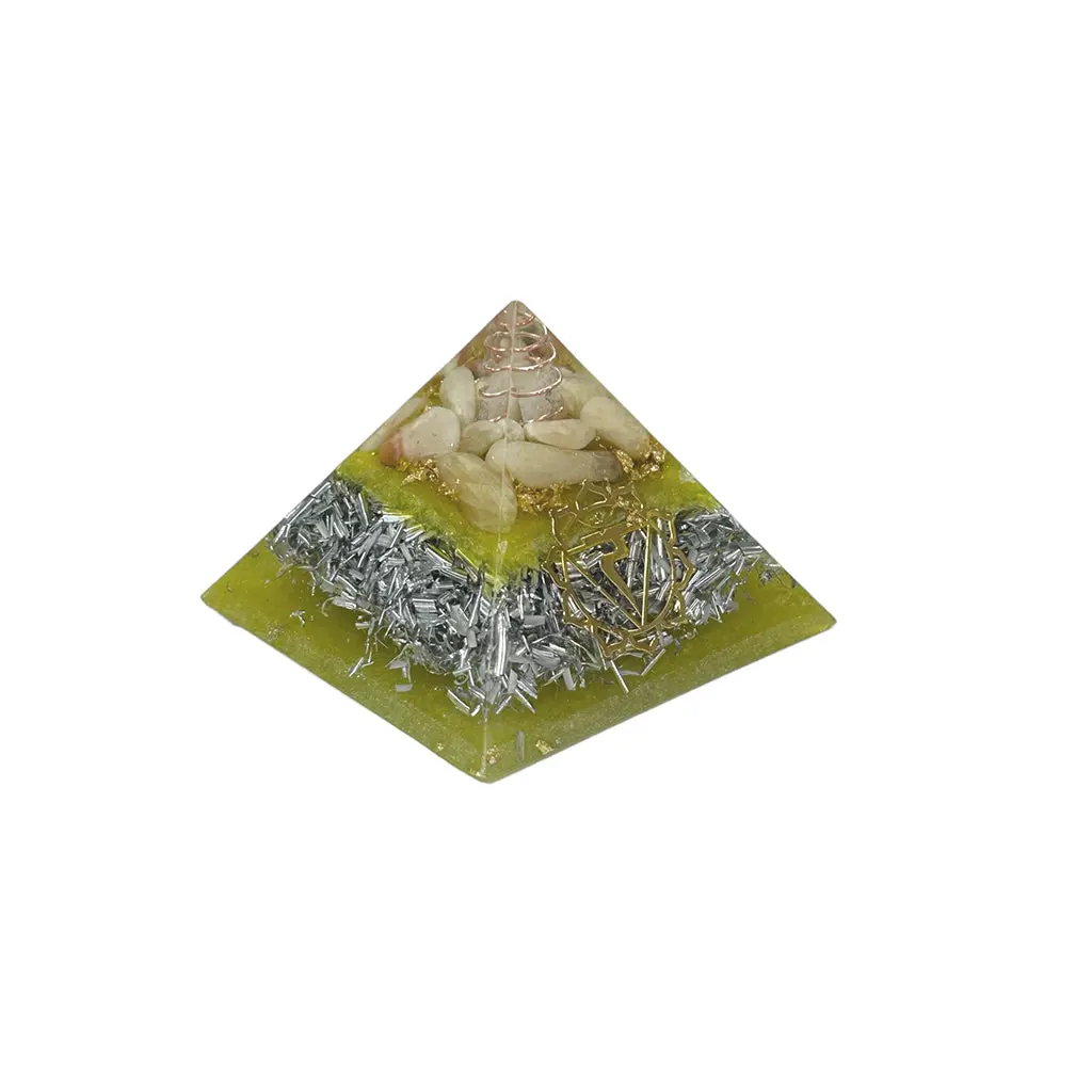 Yellow Calcite Orgonite Pyramid Medium, Solar Plexus Chakra 1