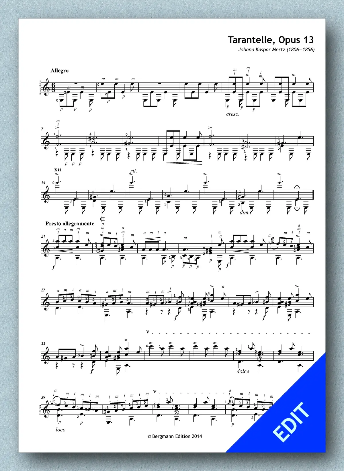 Mertz Op. 13 No. 6 - Tarantelle 1