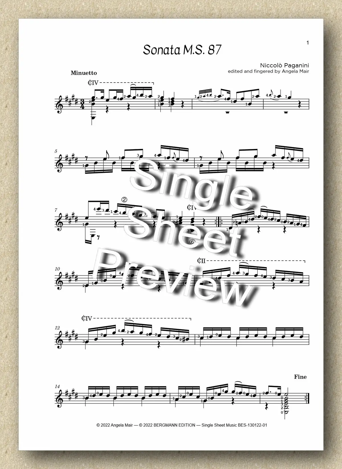 Paganini, Minuetto (From Sonata M.S. 87) 1