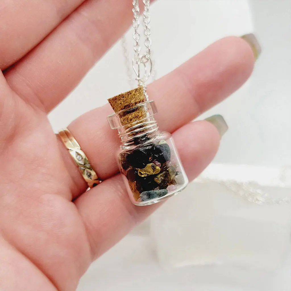 Wishing Bottle Necklace - Mixed Tourmaline 2