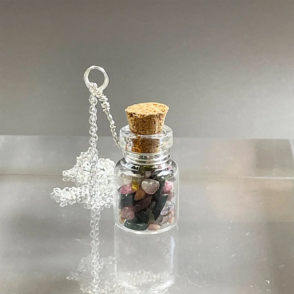 Wishing Bottle Necklace - Mixed Tourmaline 1