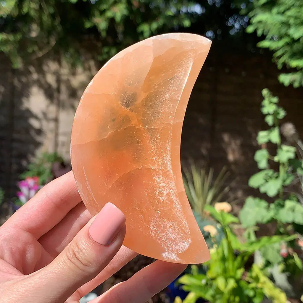 Peach Selenite Moon Bowl 2