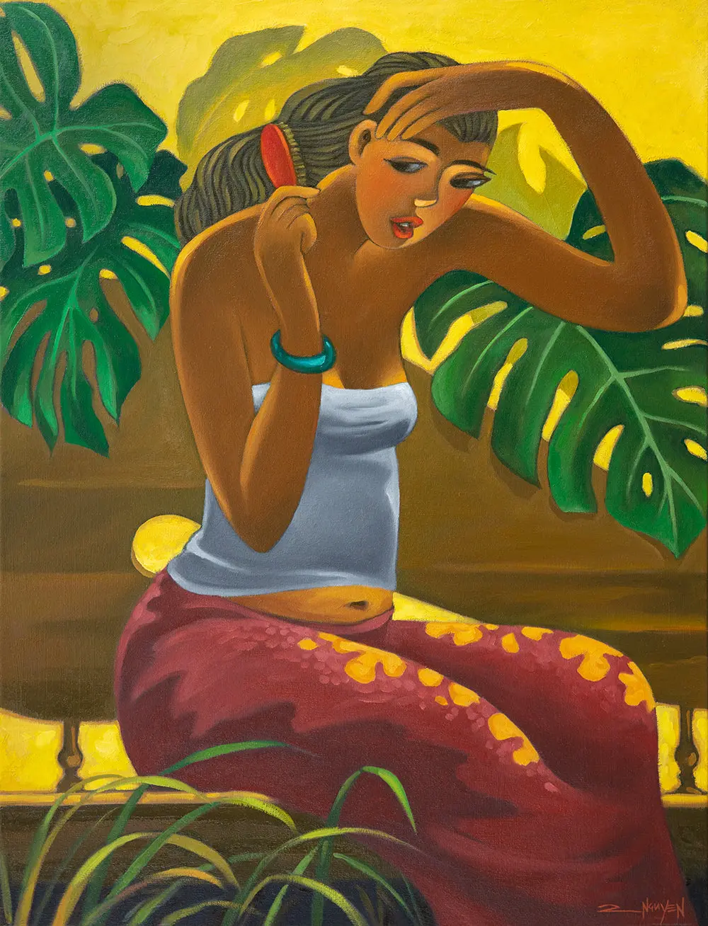Original Painting: Red Brush By Tim Nguyen 1