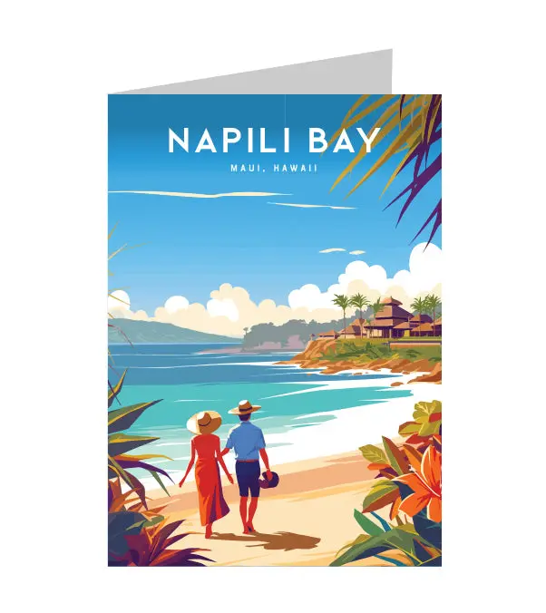 Greeting Card "Napili Bay, Maui" Hawaii Travel Art 1