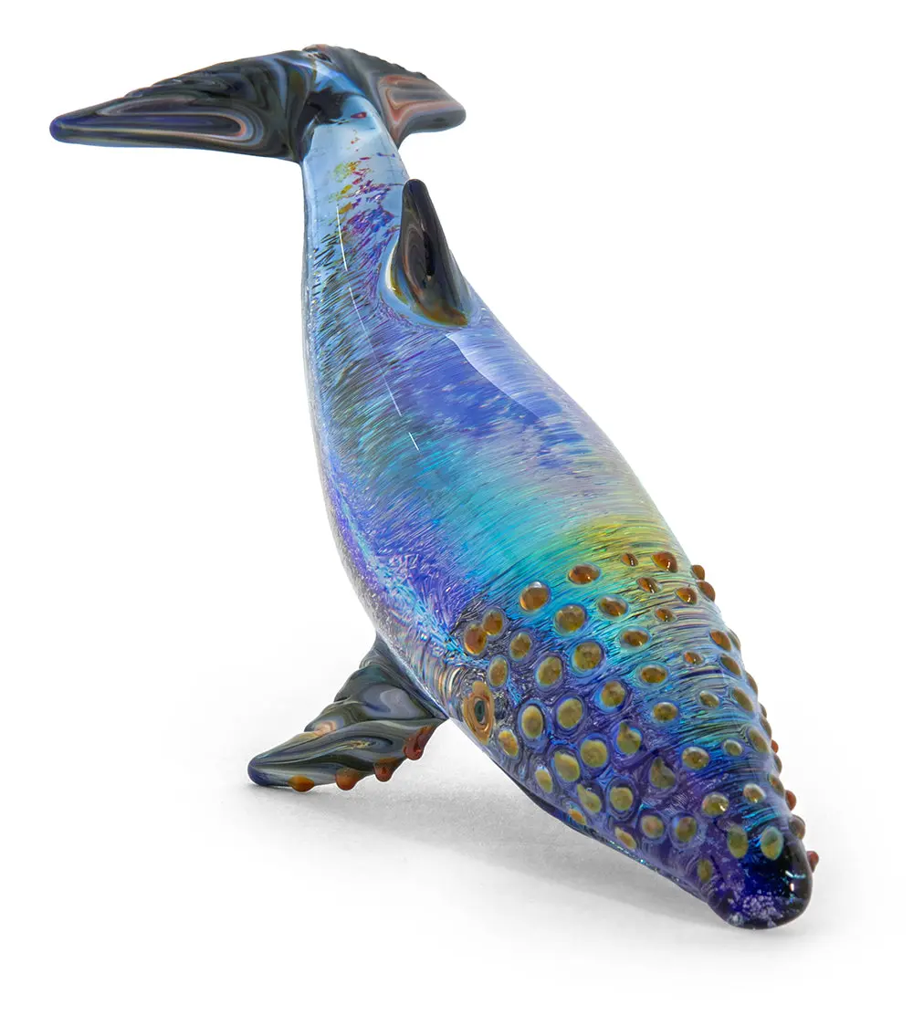 Glass Sculpture "Large Whale" By Luke Olsen 1
