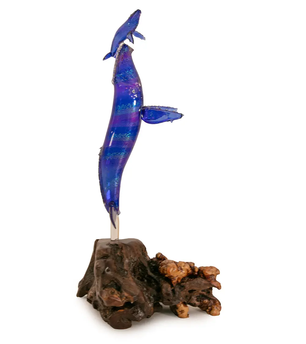 Glass And Wood Sculpture "First Breath, Rainbow" By Luke Olsen 1