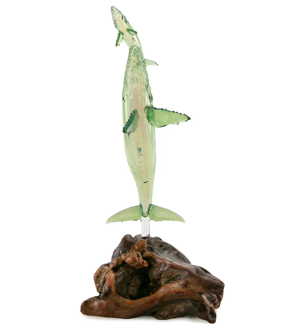 Glass And Wood Sculpture "First Breath, Green" By Luke Olsen 2
