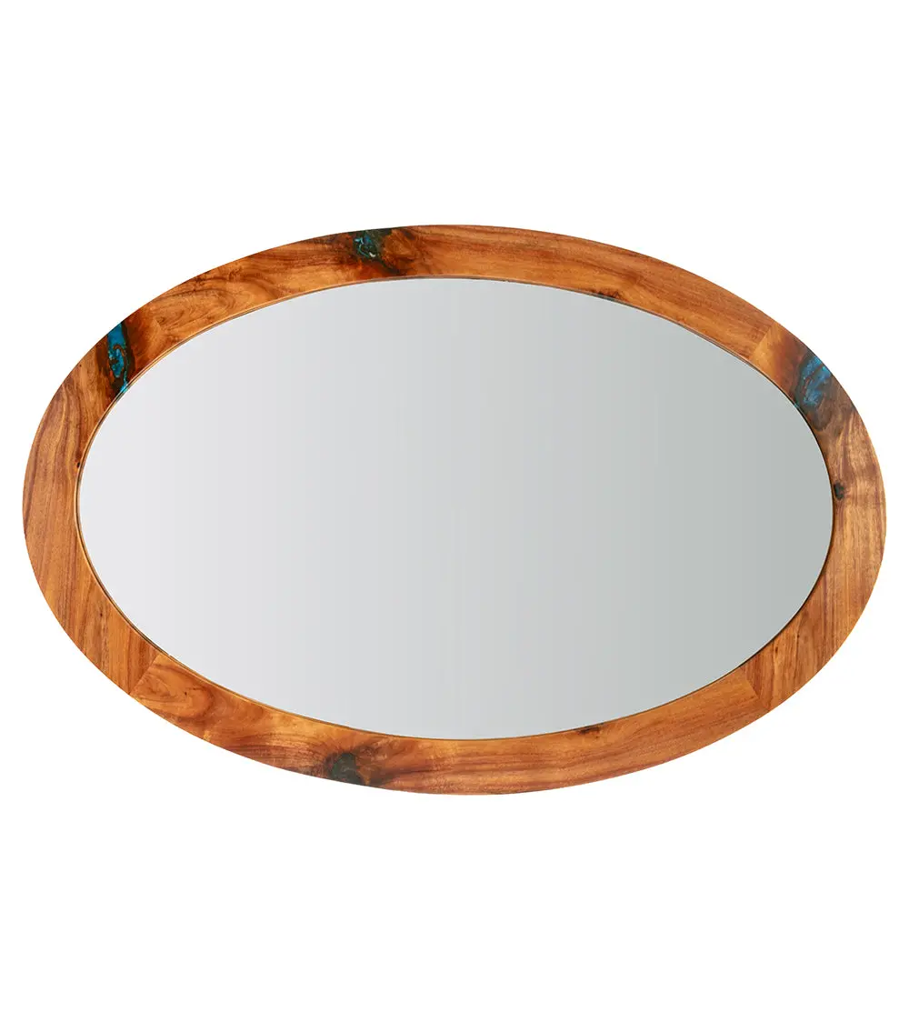 Oval Wall Mirror With Pacific Blue Resin Fills 1