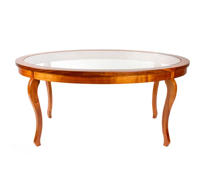 Oval Coffee Table. Glass Top, No Shelf 1