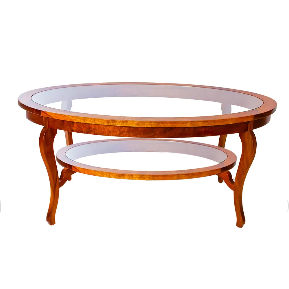Oval Coffee Table. Glass Top. Corbel Glass Shelf 1