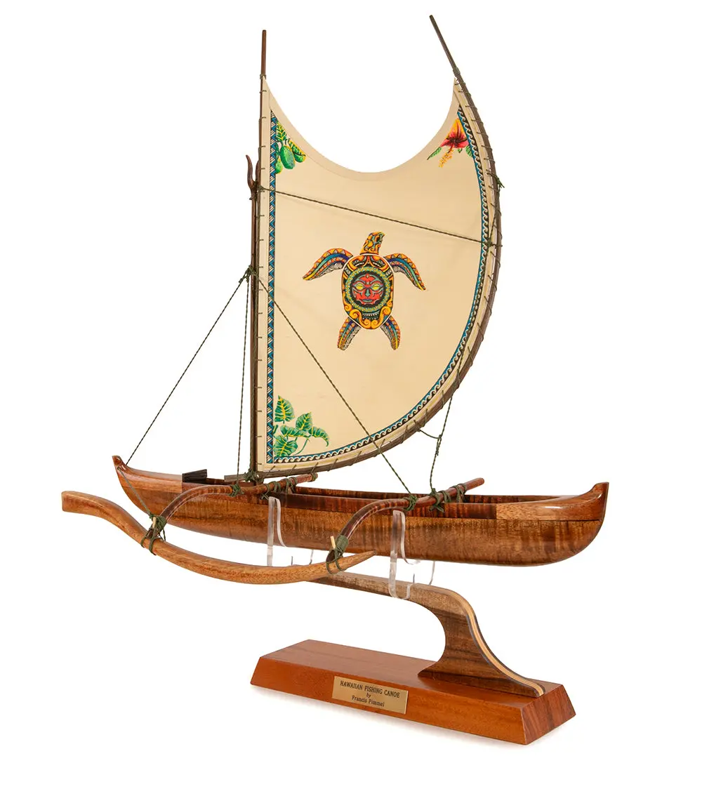Koa 18" Canoe "Opelu Honu & Mara Face" By Francis Pimmel 1
