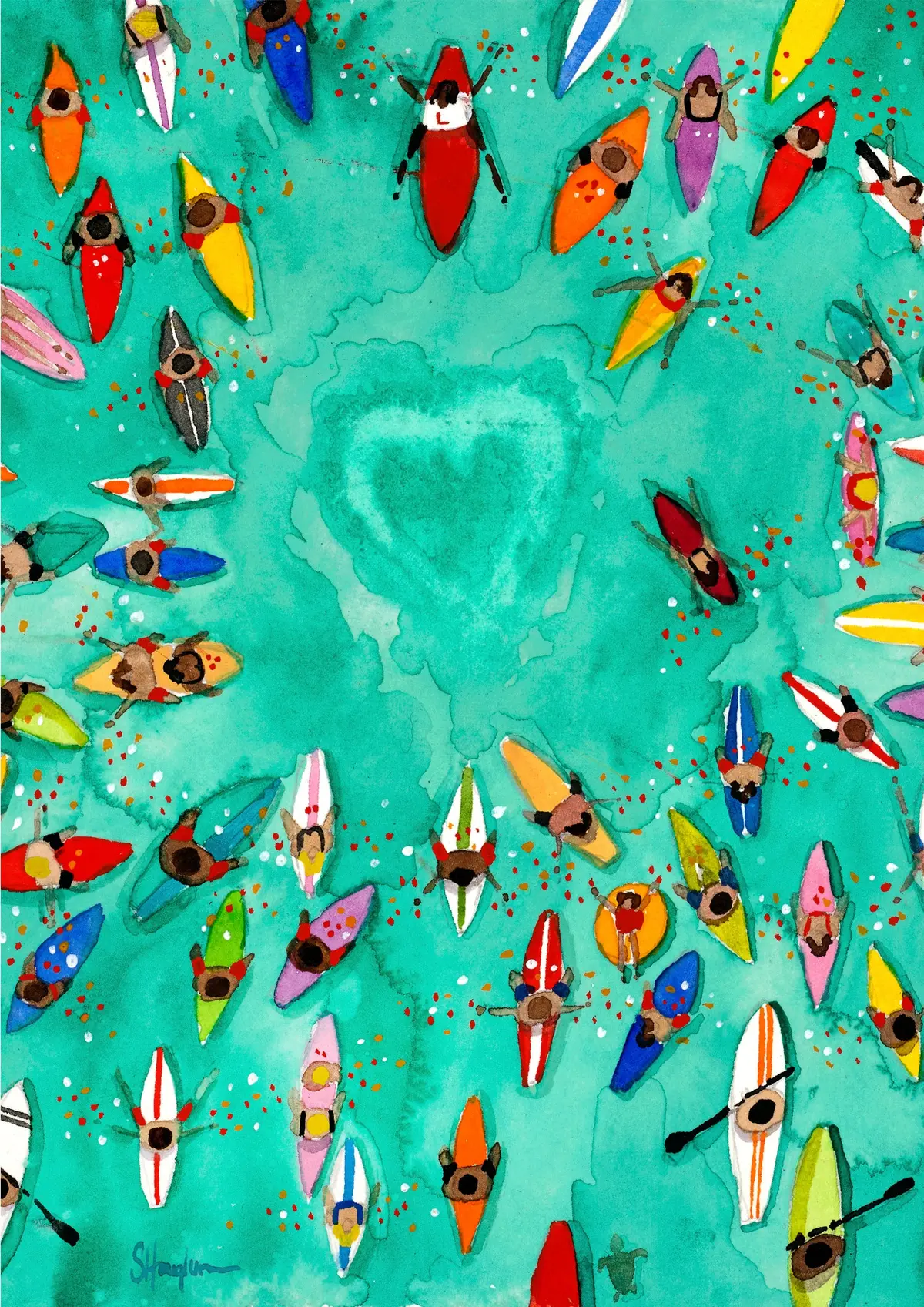 Greeting Card "Paddle Out Heart" By Sarah Houglum 1